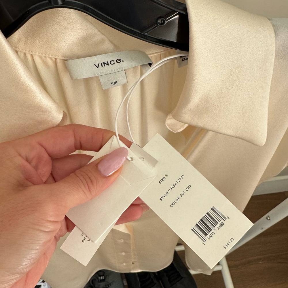 SOLD NWT Vince Cream Satin Blouse